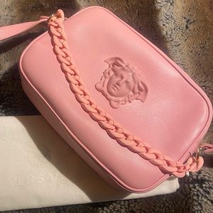 Versace Leather Medusa Palazzo Baby Pink Shoulder Bag